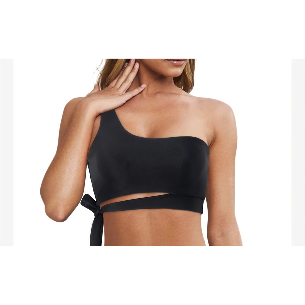 Mooslover Black One Shoulder Tie Waist Bikini Top New Small